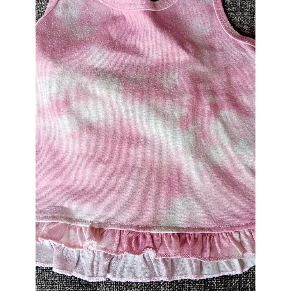 Pajamas 3T PL Sleep Girls Pink Tie Dye Cross Back Tank Top Shorts Ruffles